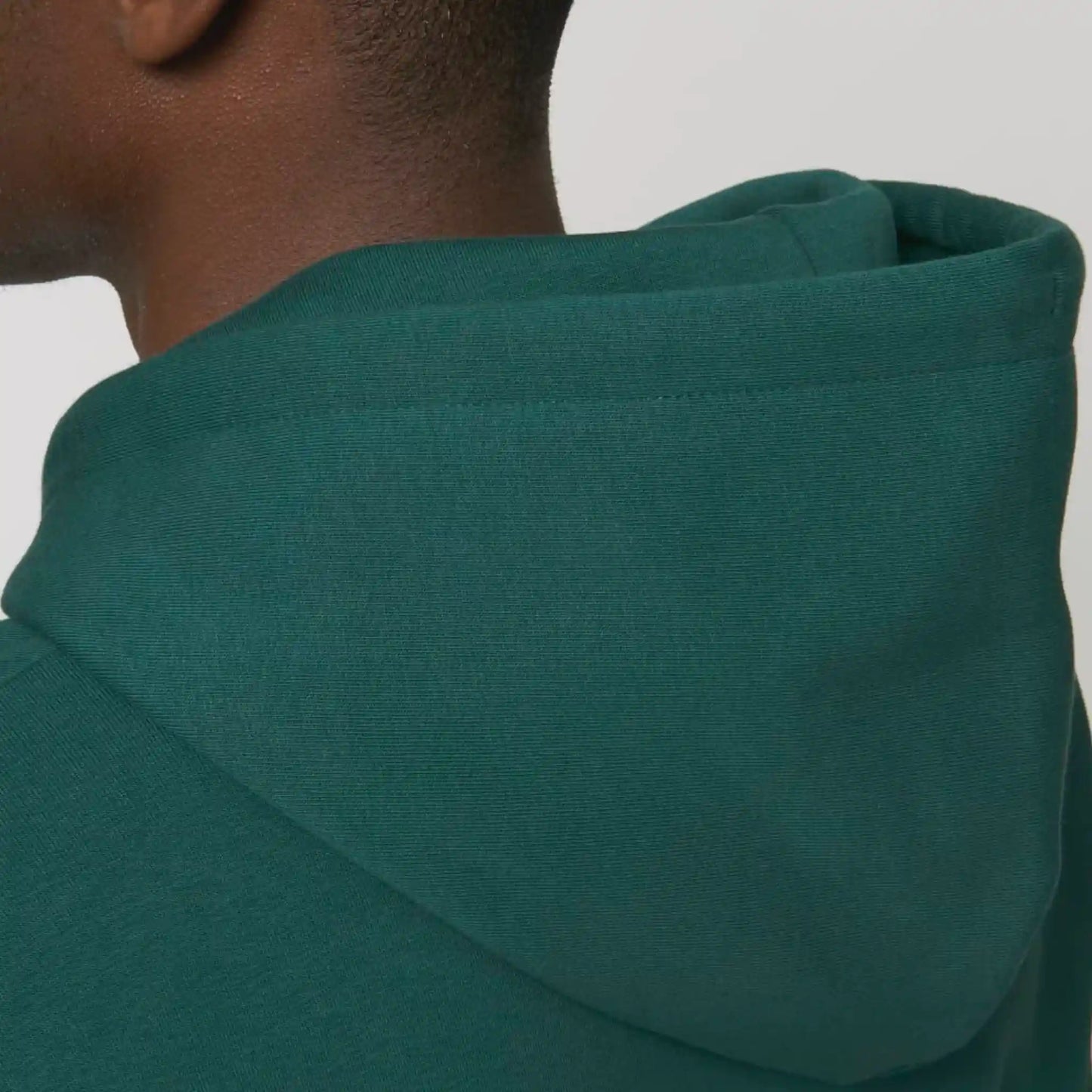 Hoodie groen met koffie bedrukking en tekst op rug 4.