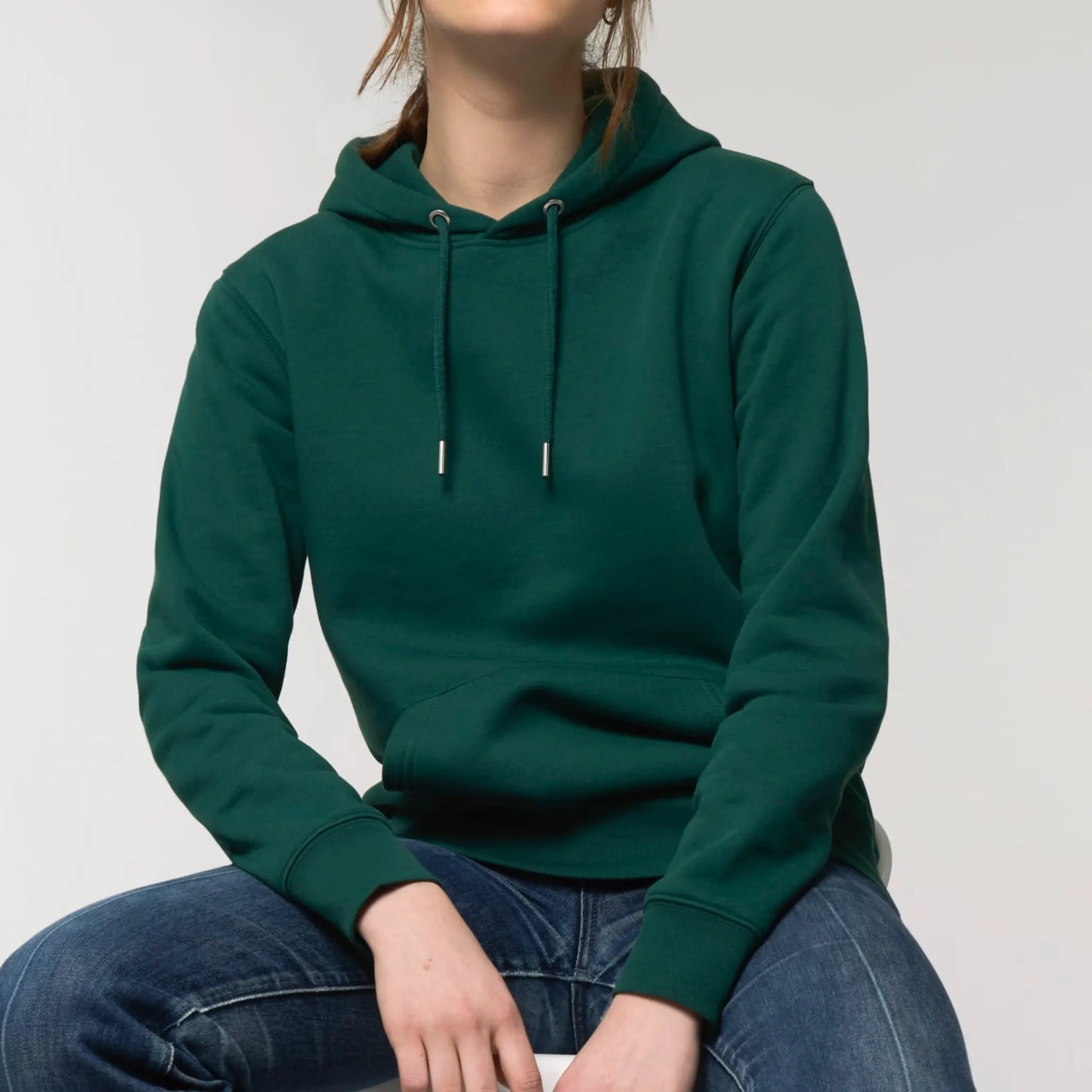 Hoodie groen met koffie bedrukking en tekst op rug 8.