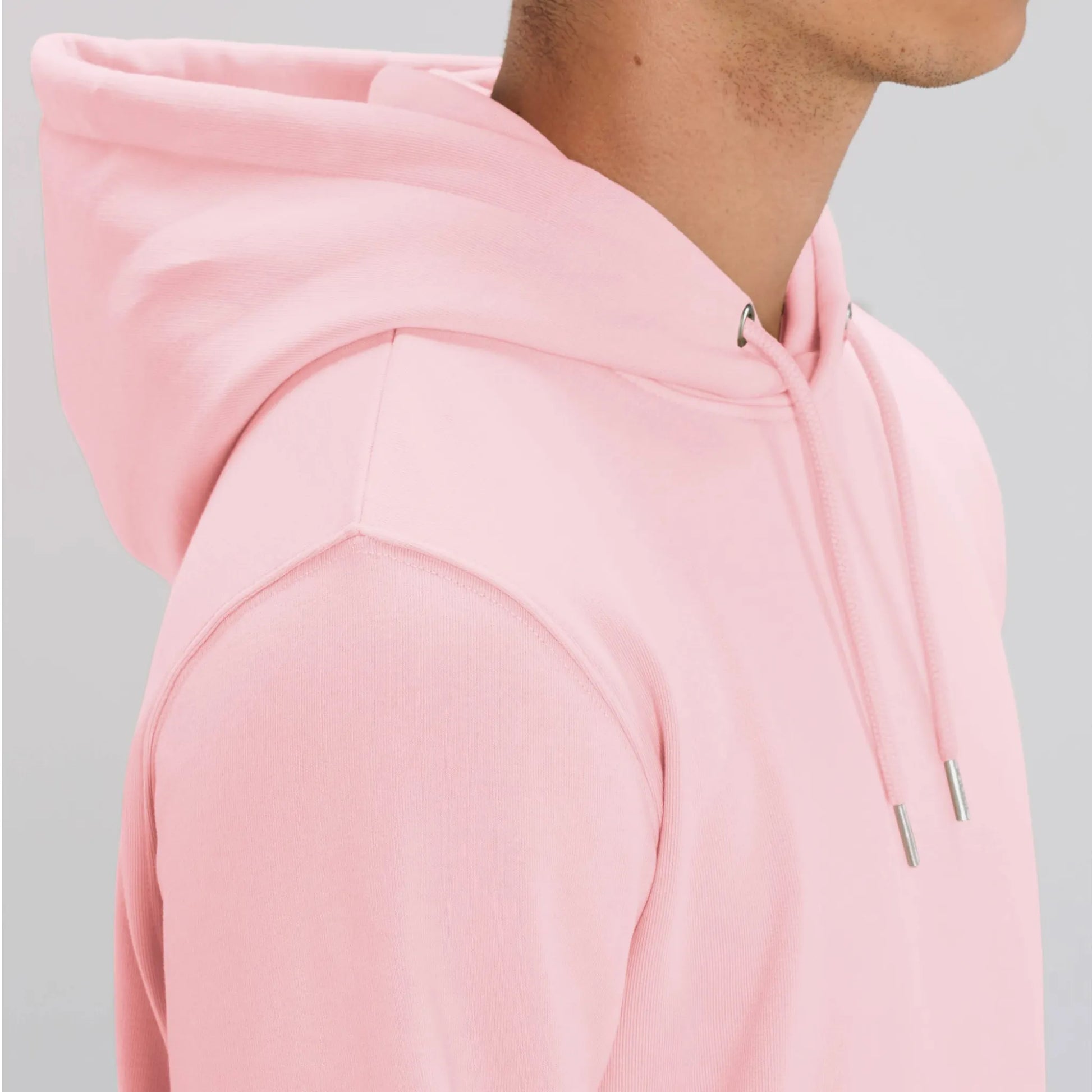 Roze Hoodie organic koffie afbeelding en tekst achterkant 9.