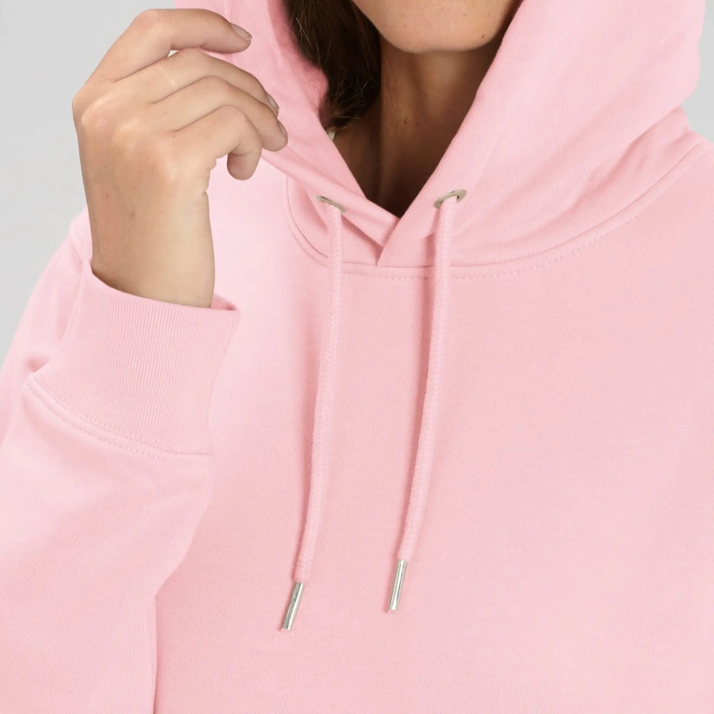 Roze Hoodie organic koffie afbeelding en tekst achterkant 6.