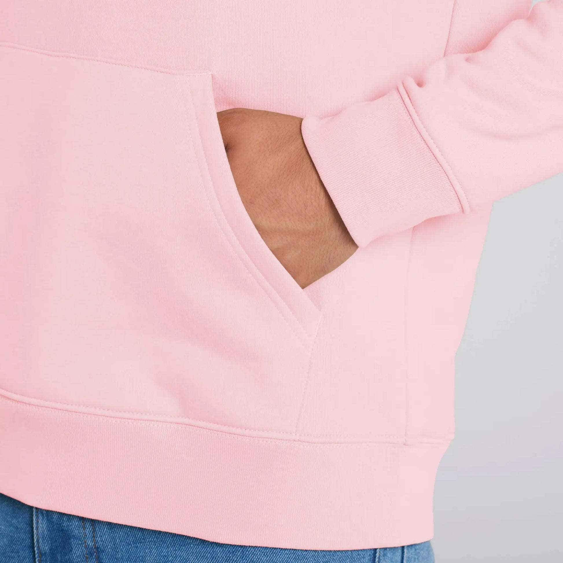 Roze Hoodie organic koffie afbeelding en tekst achterkant 10.