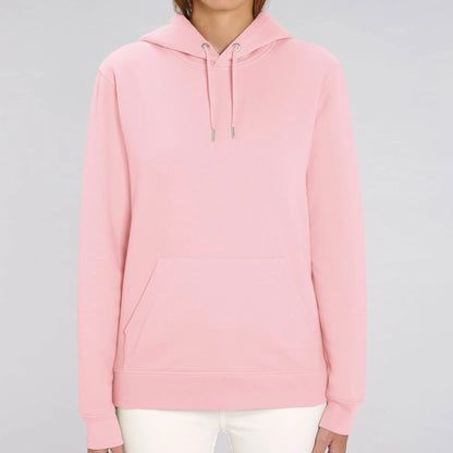 Roze Hoodie organic koffie afbeelding en tekst achterkant 5.